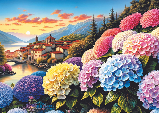 Hortenzia + puzzle szőnyeg Trefl 1000 darabos kirakó puzzle (TR-94070) - puzzlegarden