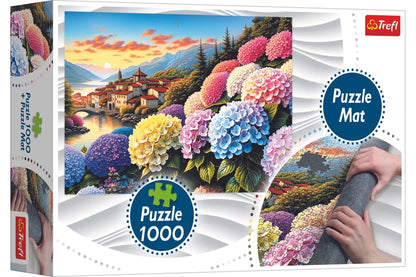 Hortenzia + puzzle szőnyeg Trefl 1000 darabos kirakó puzzle (TR-94070) - puzzlegarden