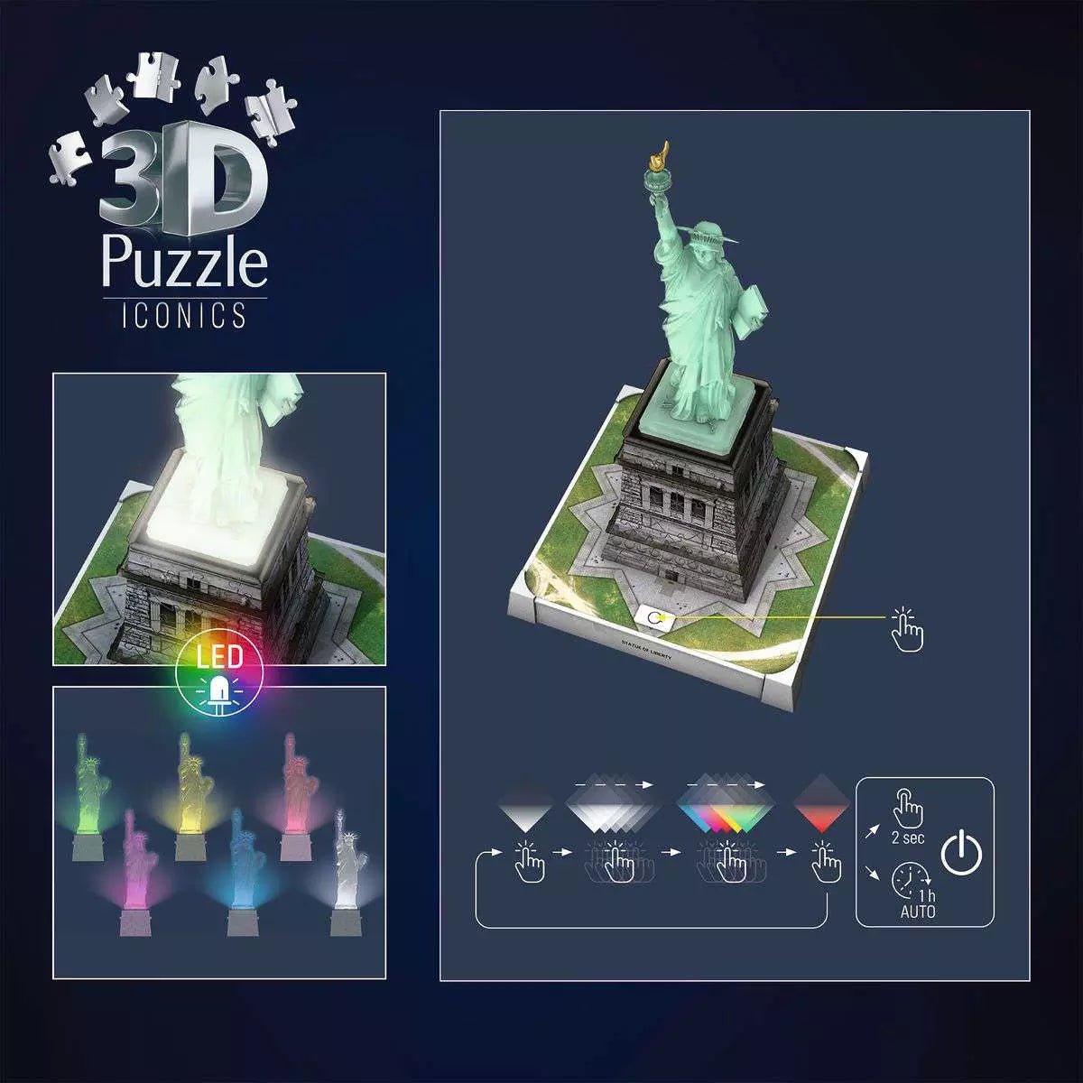 Iconics – Szabadság-szobor fényekkel Ravensburger 108 darabos kirakó puzzle (RA-12008027) - puzzlegarden