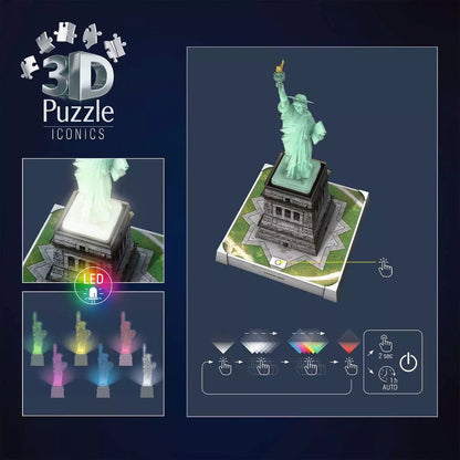 Iconics – Szabadság-szobor fényekkel Ravensburger 108 darabos kirakó puzzle (RA-12008027) - puzzlegarden