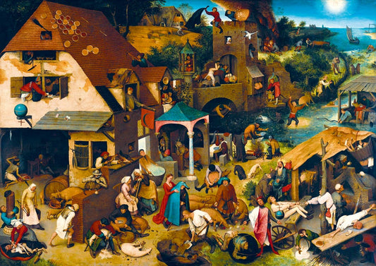 id. Pieter Bruegel - Flamand közmondások Bluebird 1000 darabos kirakó puzzle (BB-60028 3663384600289) - puzzlegarden