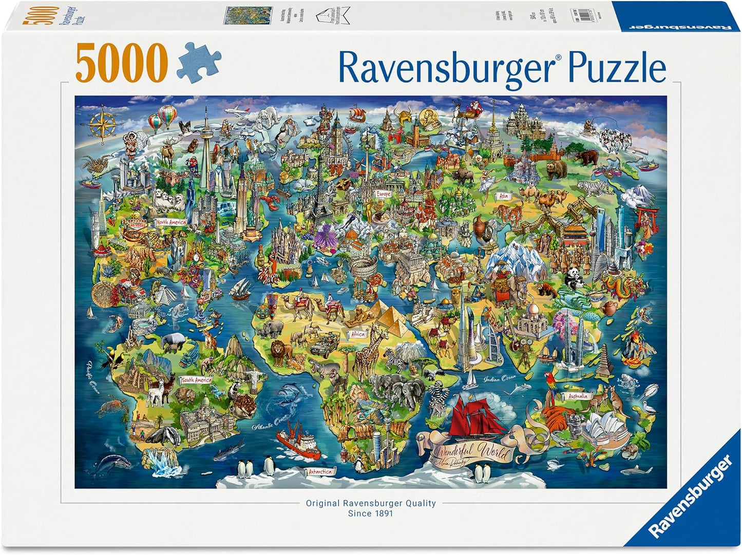 Illusztrált világtérkép Ravensburger 5000 darabos kirakó puzzle (RA-12001738) - puzzlegarden