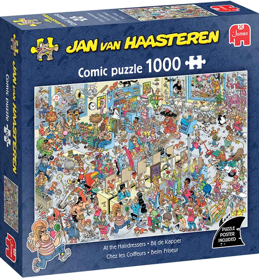 Jan van Haasteren – A fodrásznál Jumbo 1000 darabos kirakó puzzle (JU - 1110100611) - puzzlegarden