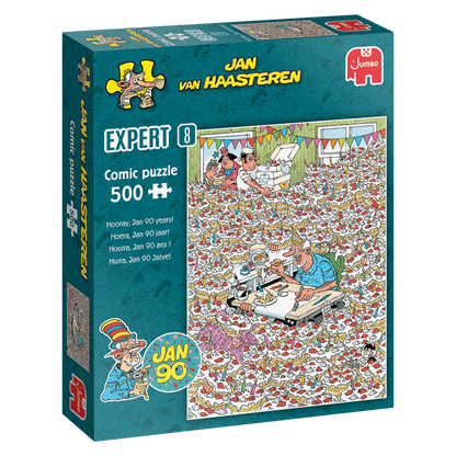 Jan van Haasteren Expert 8 – Hurrá, Jan 90 éves! Jumbo 500 darabos kirakó puzzle (JU-1110100812) - puzzlegarden
