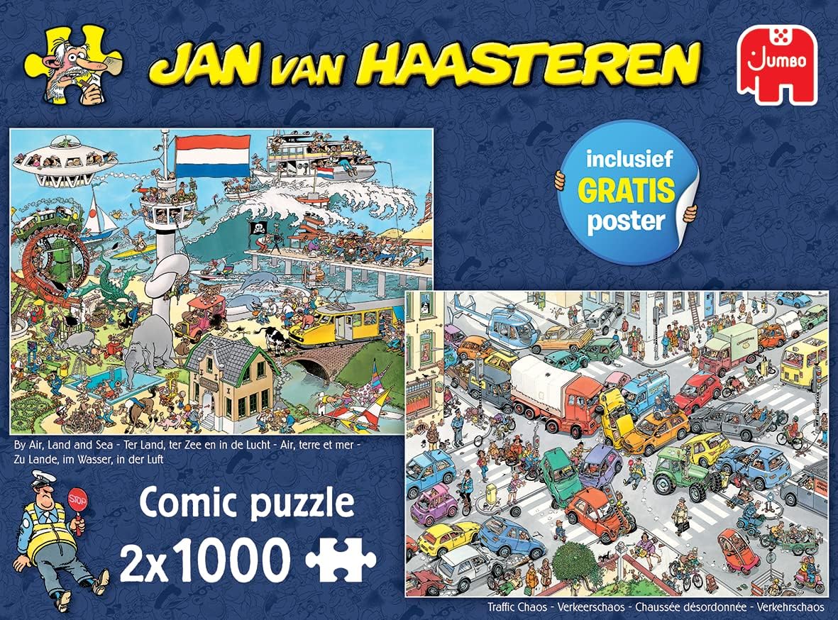 Jan van Haasteren – Levegőben, szárazföldön és tengeren - 2x1000 Jumbo 1000 darabos kirakó puzzle (JU - 20073 8710126200735) - puzzlegarden