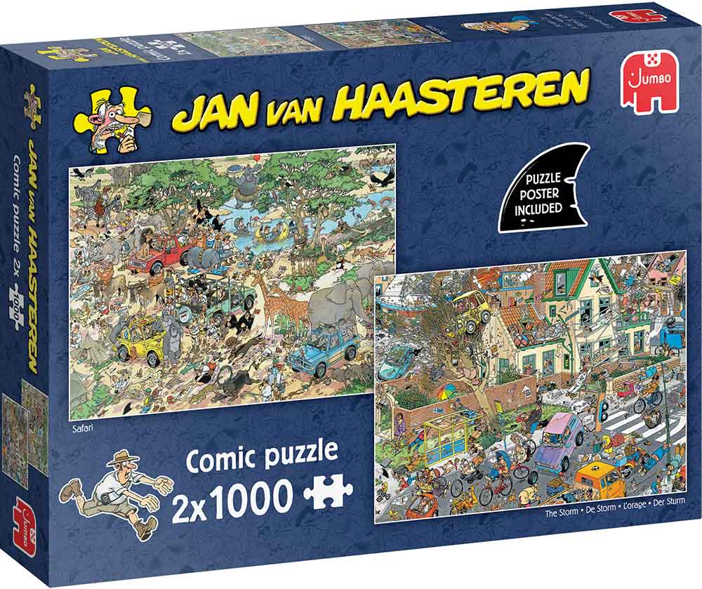 Jan van Haasteren – Szafari & Vihar – 2x1000 Jumbo 1000 darabos kirakó puzzle (JU - 1110100643) - puzzlegarden