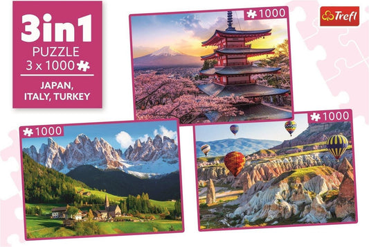 Japán, Olaszország, Törökország - 3x1000 Trefl 1000 darabos kirakó puzzle (TR-93046 5900511930467) - puzzlegarden