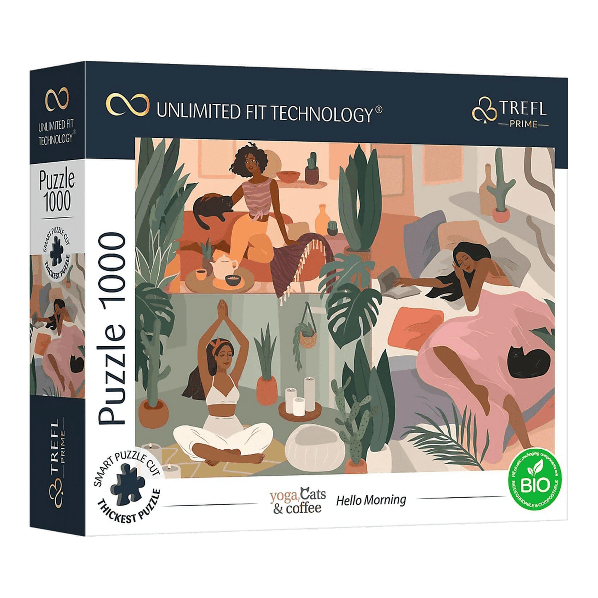Jóga, cicák és kávék - Jó reggelt! Trefl 1000 darabos kirakó puzzle (TR-10694) - puzzlegarden