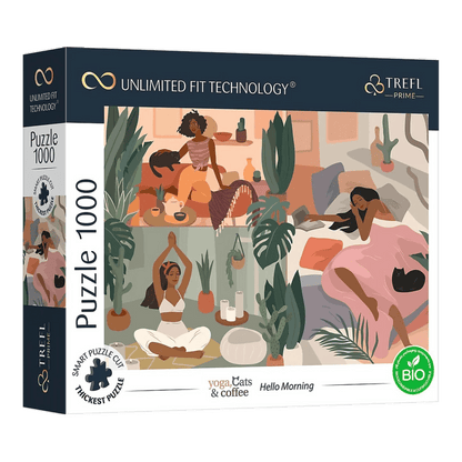 Jóga, cicák és kávék - Jó reggelt! Trefl 1000 darabos kirakó puzzle (TR-10694) - puzzlegarden