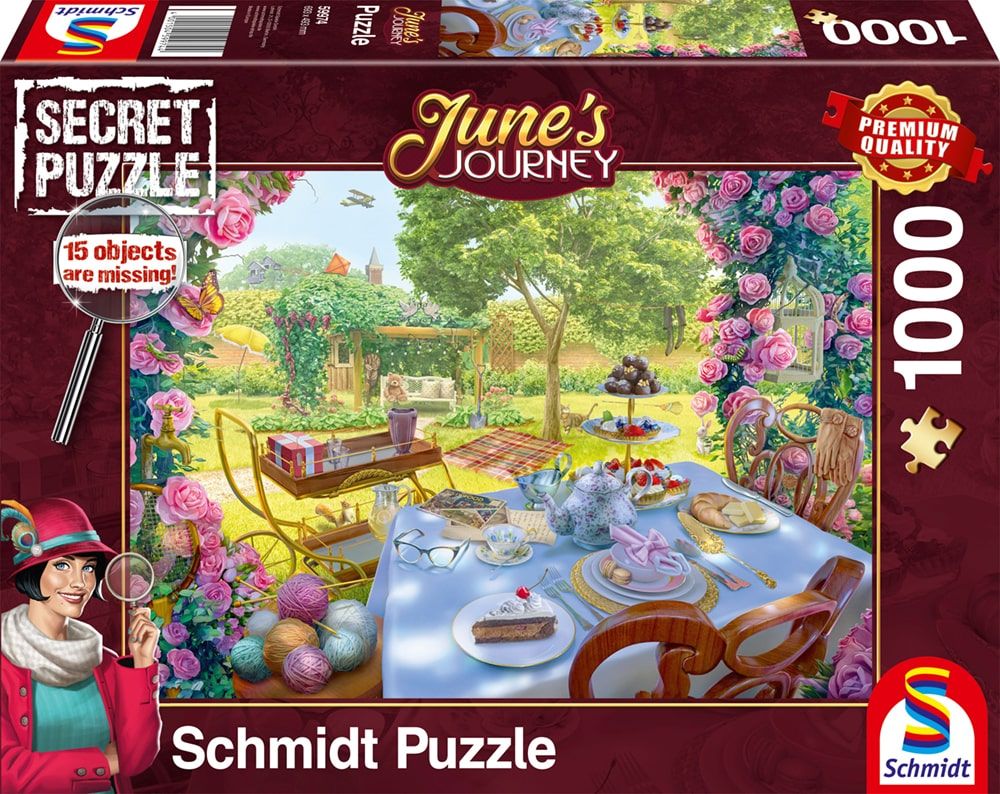 June's Journey - Teázás a Kertben - böngésző puzzle Schmidt 1000 darabos kirakó puzzle (SCH-59974 4001504599744) - puzzlegarden