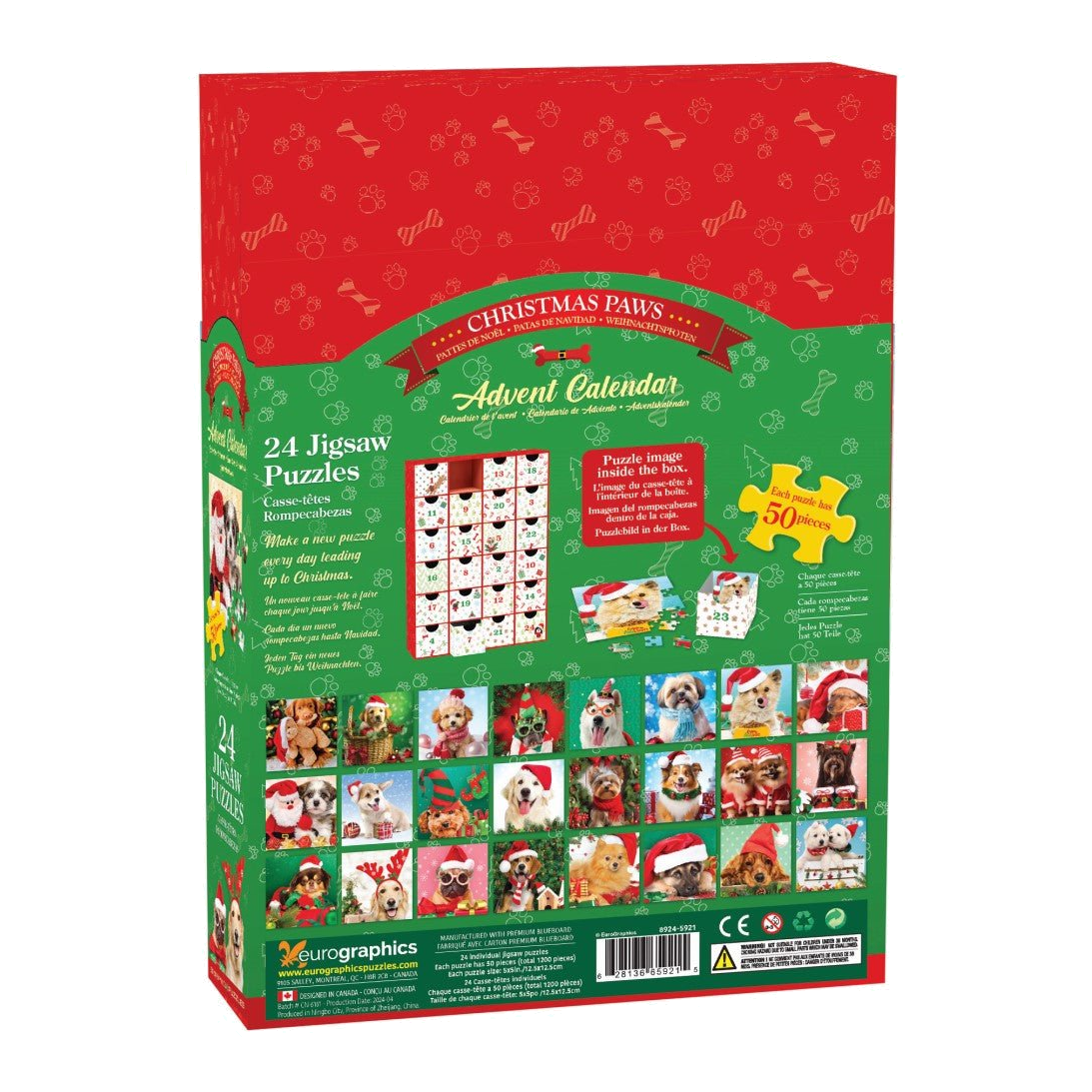 Karácsonyi kutyák – puzzle adventi naptár Eurographics 24x50 darabos kirakó puzzle (EUR-8924-5921) - puzzlegarden