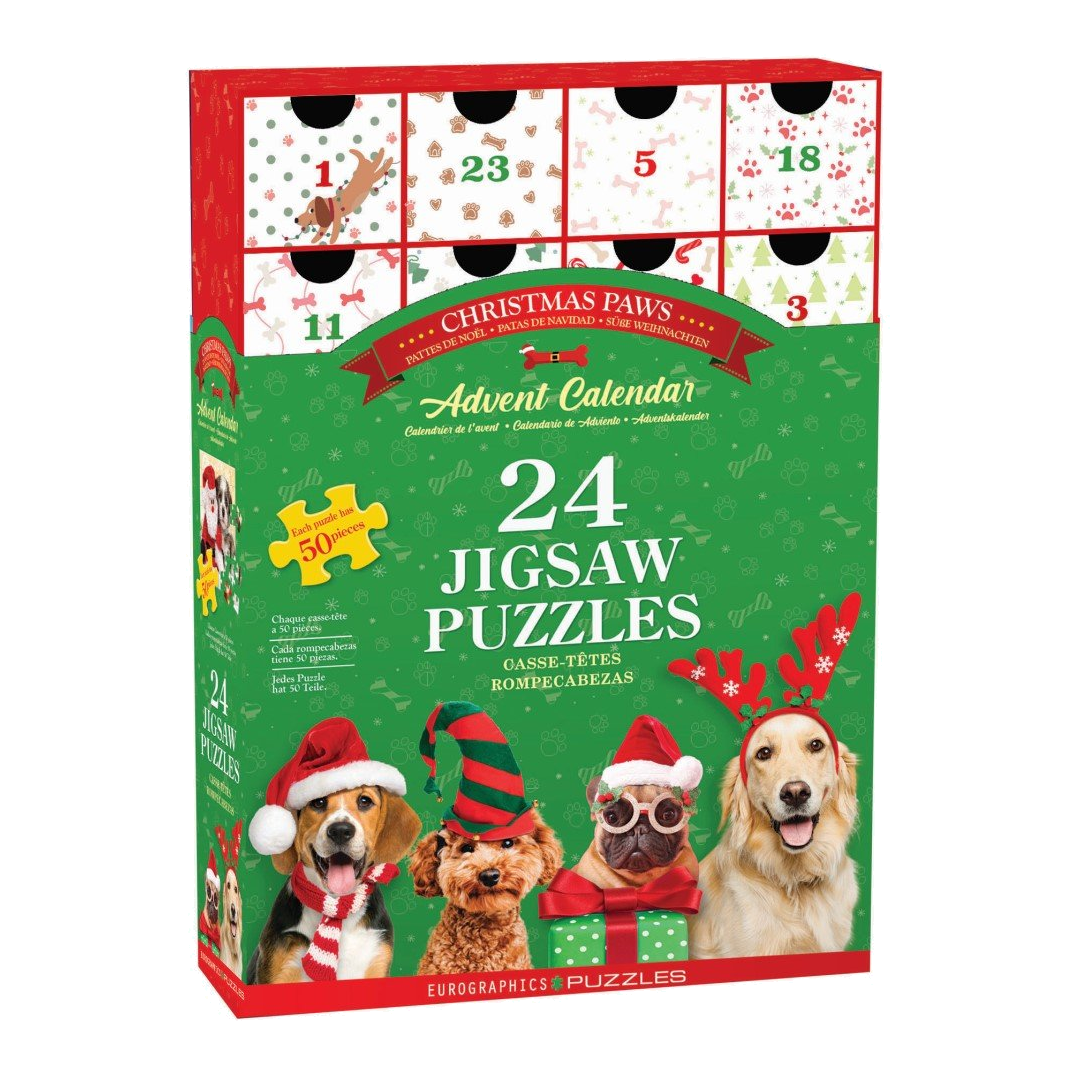 Karácsonyi kutyák – puzzle adventi naptár Eurographics 24x50 darabos kirakó puzzle (EUR-8924-5921) - puzzlegarden