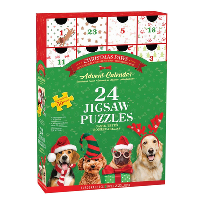 Karácsonyi kutyák – puzzle adventi naptár Eurographics 24x50 darabos kirakó puzzle (EUR-8924-5921) - puzzlegarden