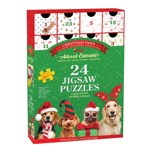 Karácsonyi kutyák – puzzle adventi naptár Eurographics 24x50 darabos kirakó puzzle (EUR-8924-5921) - puzzlegarden