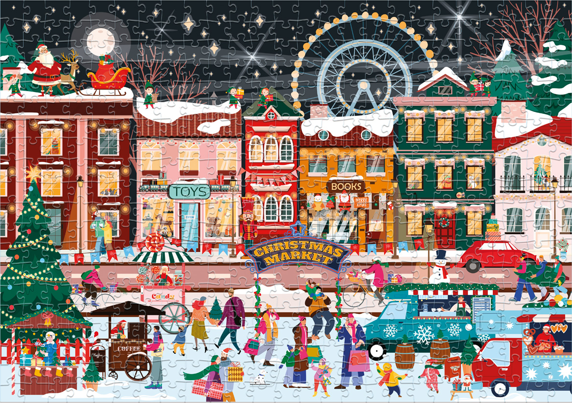 Karácsonyi utca Interdruk 500 darabos kirakó puzzle (ID-5902277396013) - puzzlegarden