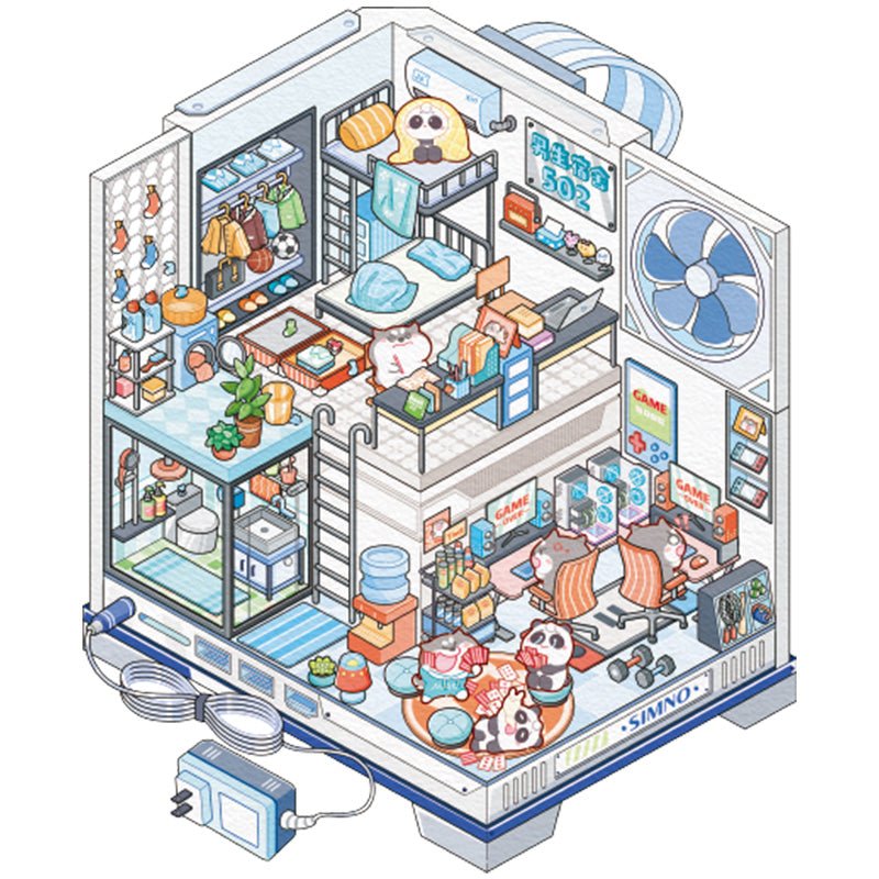 Kék kollégium - matricajelenet Simno 1 darabos kirakó puzzle (SN-6941776325574) - puzzlegarden