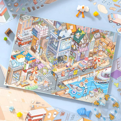 Kikötőváros - matricajelenet Simno 1 darabos kirakó puzzle (SN-6941776326212) - puzzlegarden