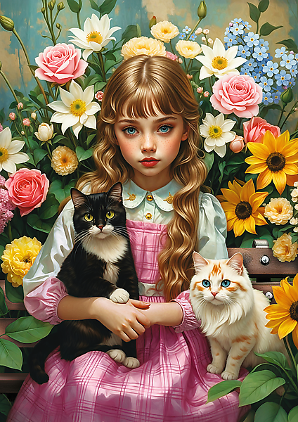 Kislány macskákkal Trefl 1000 darabos kirakó puzzle (TR-10976) - puzzlegarden