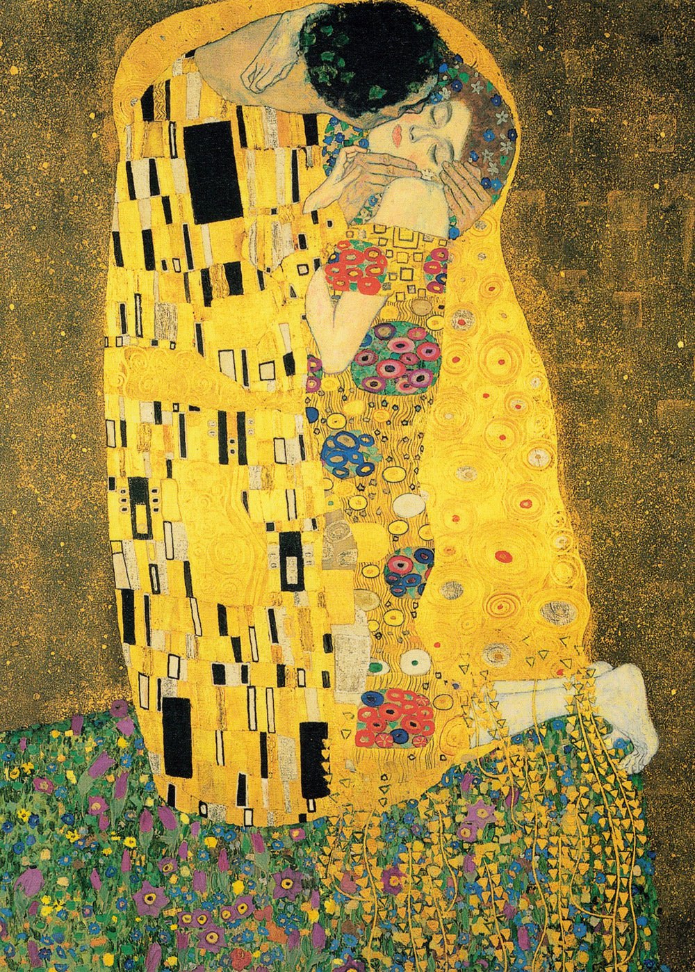 Klimt művészete: A csók, 1907–1908 – Hölgy legyezővel, 1917–1918 – 2×500 Grafika 500 darabos kirakó puzzle (GR-33775) - puzzlegarden