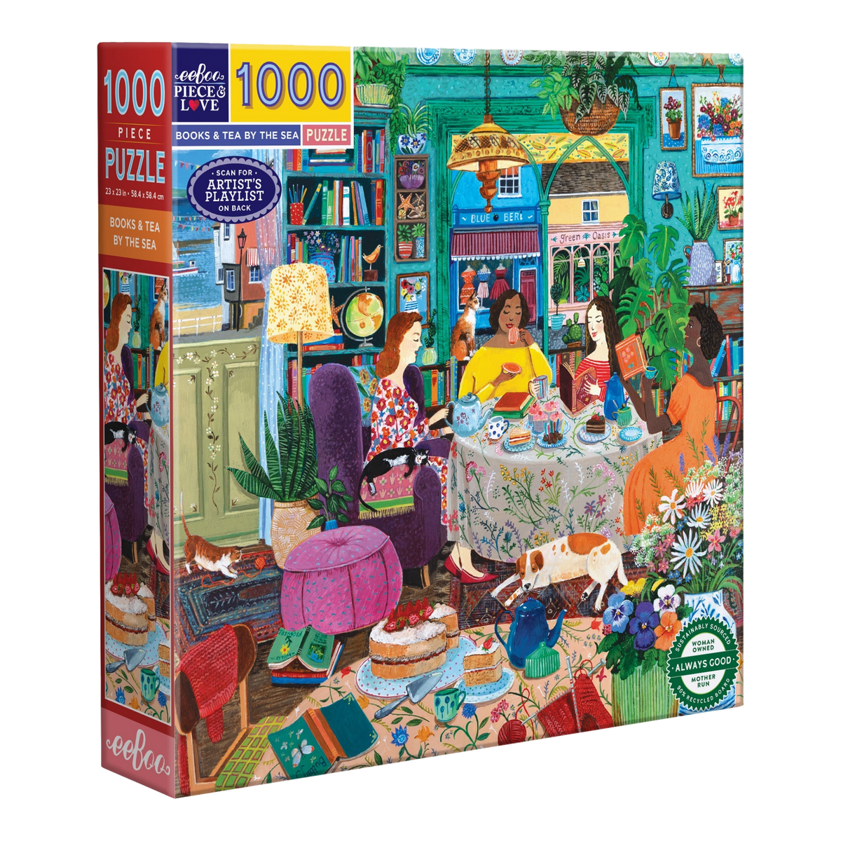 Könyvek és tea a tengerparton Eeboo 1000 darabos kirakó puzzle (EB-EPZT935) - puzzlegarden