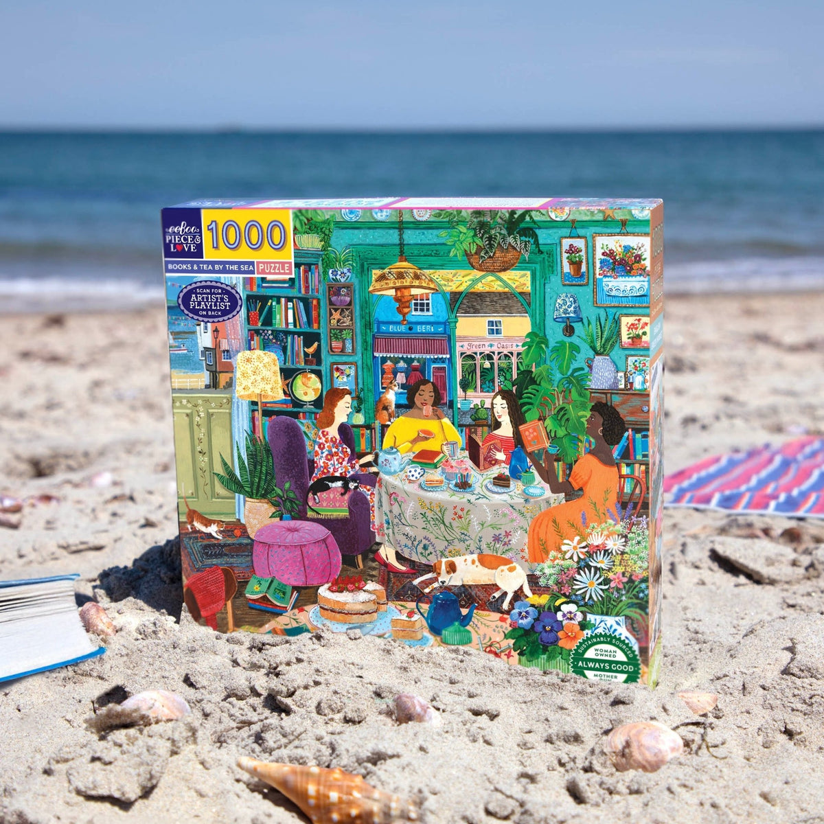 Könyvek és tea a tengerparton Eeboo 1000 darabos kirakó puzzle (EB-EPZT935) - puzzlegarden