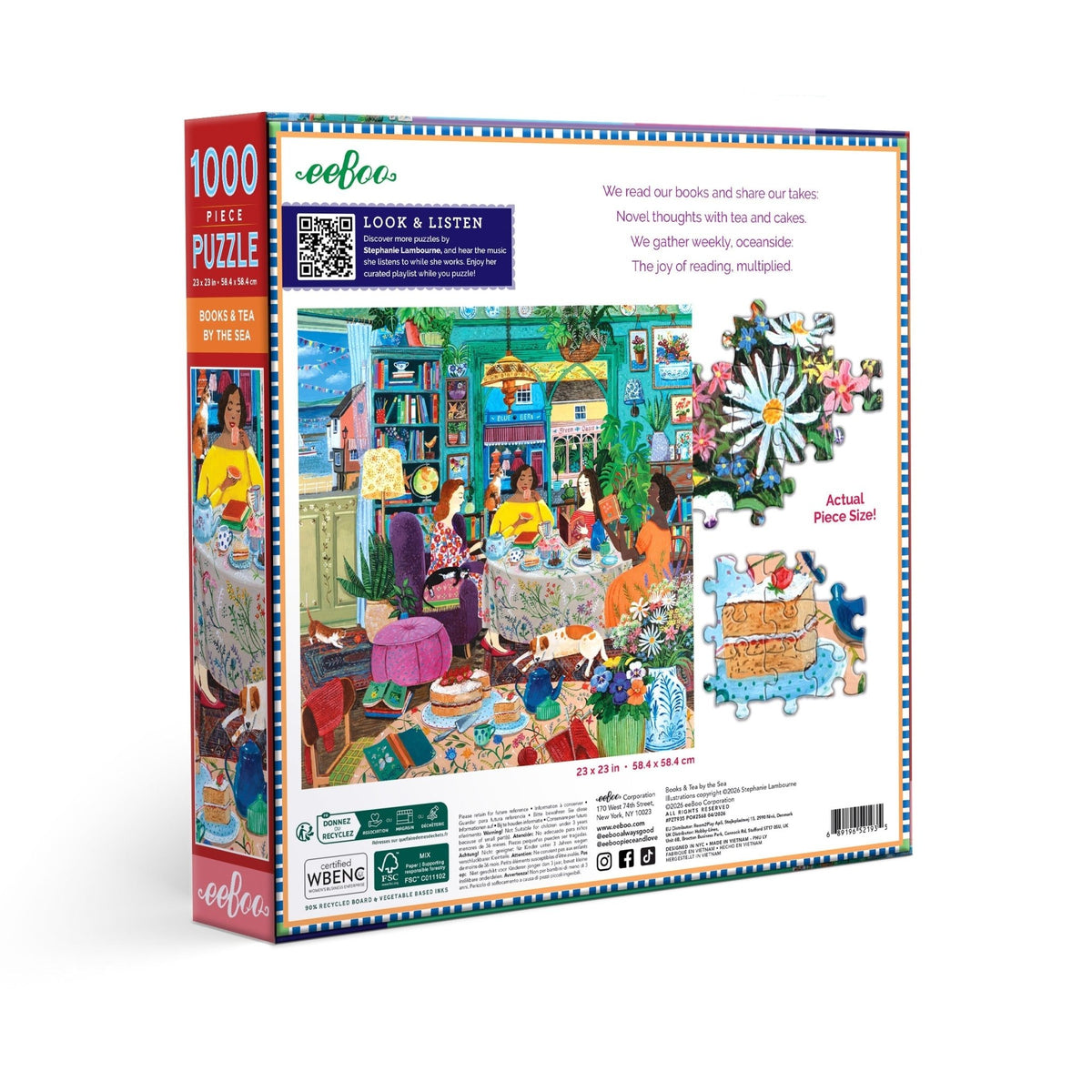 Könyvek és tea a tengerparton Eeboo 1000 darabos kirakó puzzle (EB-EPZT935) - puzzlegarden