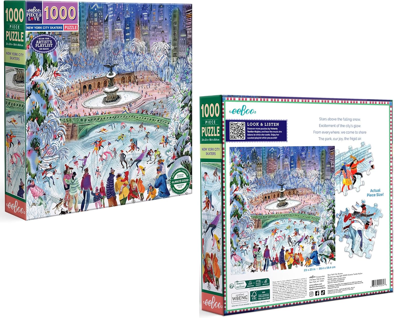Korcsolyázók New Yorkban Eeboo 1000 darabos kirakó puzzle (EB-PZT743) - puzzlegarden