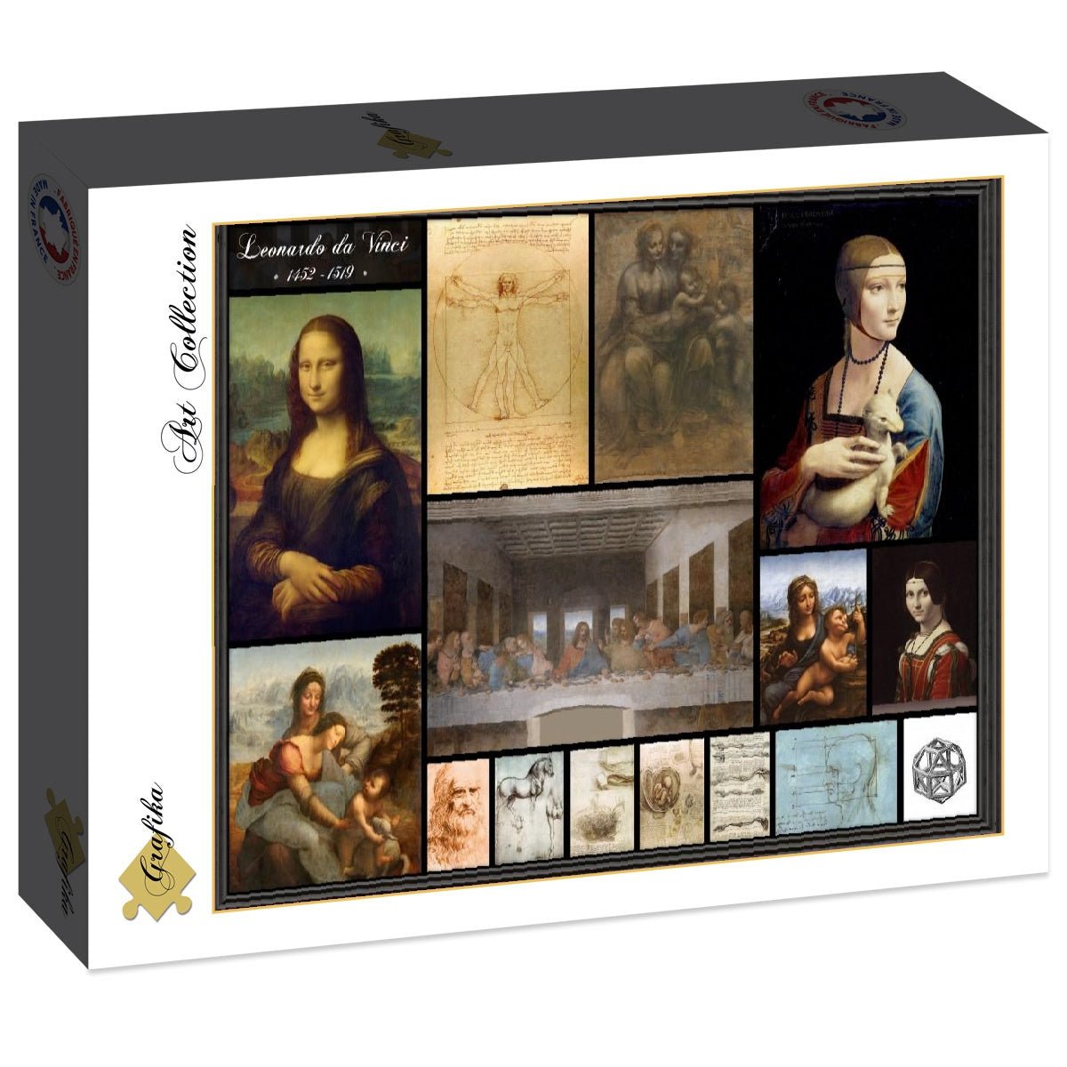 Leonardo da Vinci – Kollázs Grafika 2000 darabos kirakó puzzle (GR-30223) - puzzlegarden
