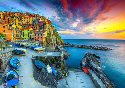 Manarola Kikötő Alkonyatkor Cinque Terre, Olaszország ENJOY 1000 darabos kirakó puzzle (EN-2084 5949194020843) - puzzlegarden