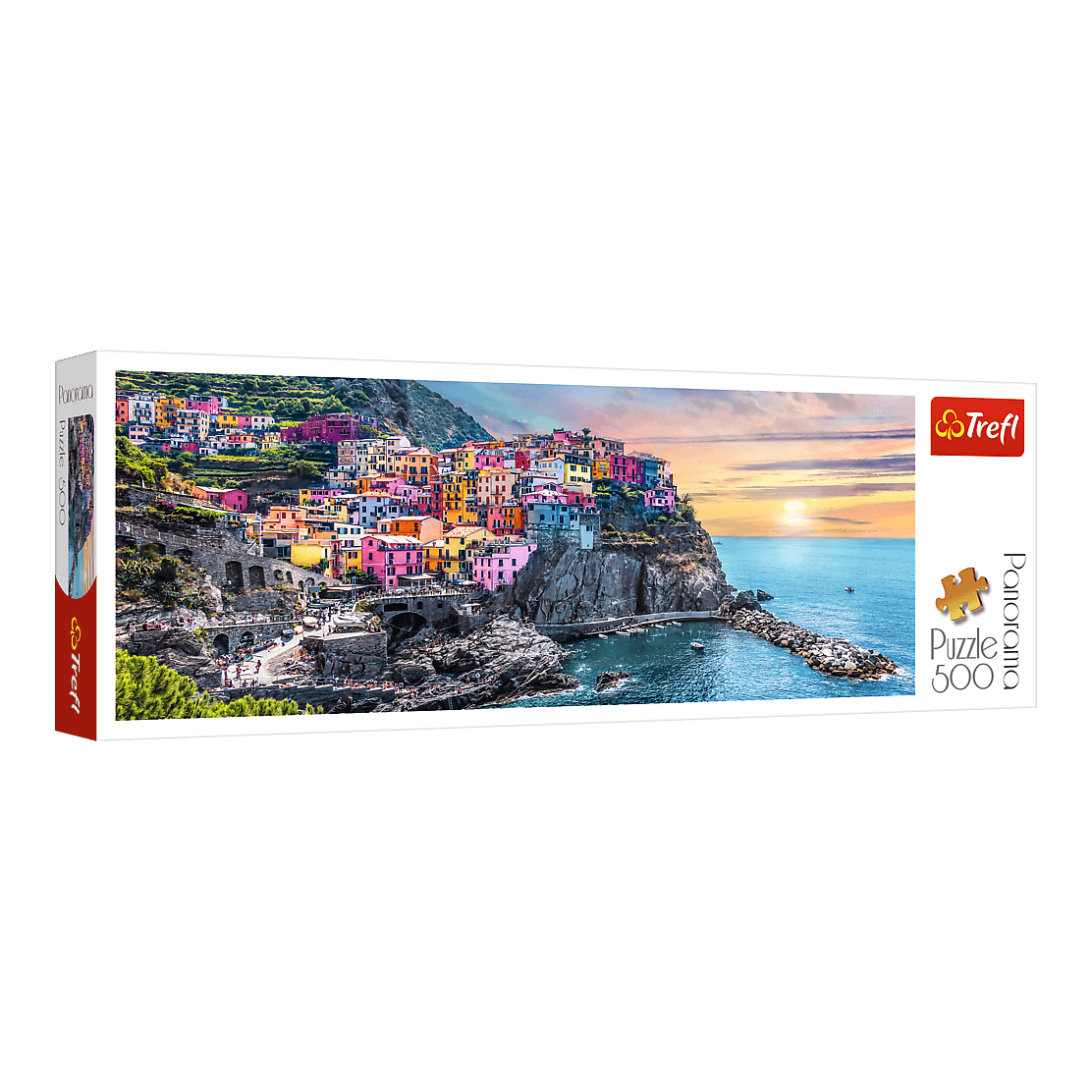 Manarola naplementében, Olaszország - panoráma Trefl 500 darabos kirakó puzzle (TR-29516) - puzzlegarden