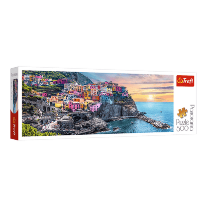 Manarola naplementében, Olaszország - panoráma Trefl 500 darabos kirakó puzzle (TR-29516) - puzzlegarden