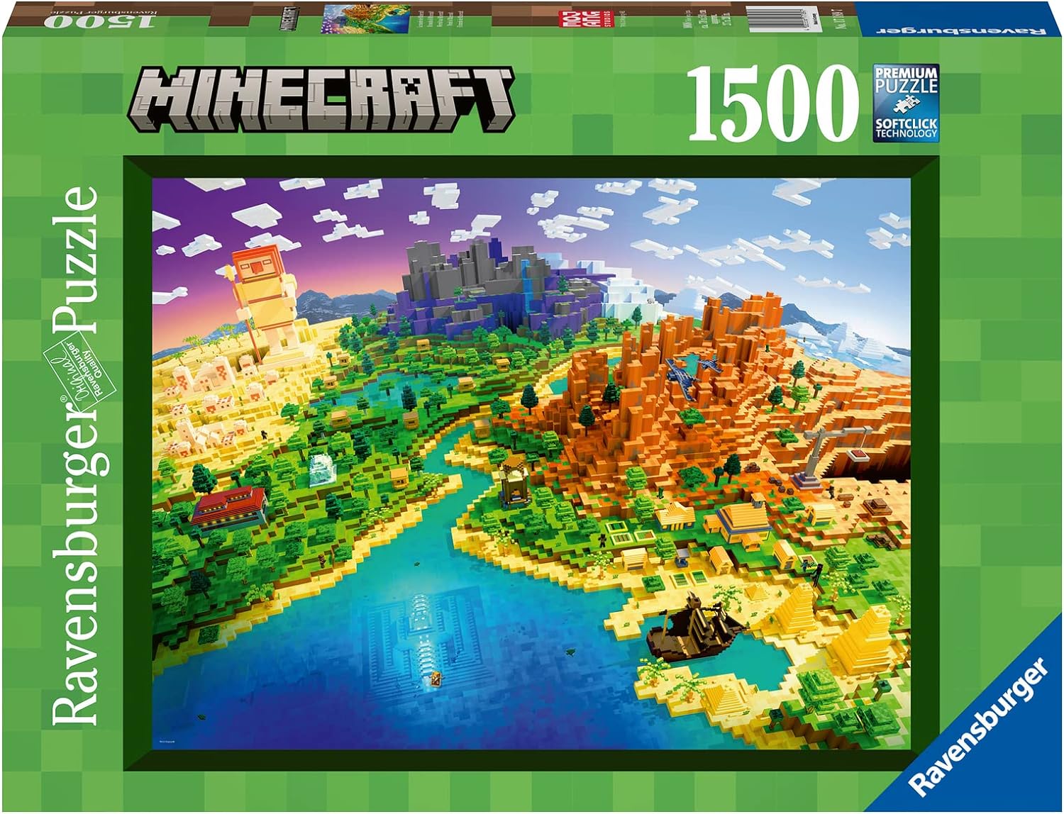 Minecraft Világok Ravensburger 1500 darabos kirakó puzzle (RA-17189 4005556171897) - puzzlegarden