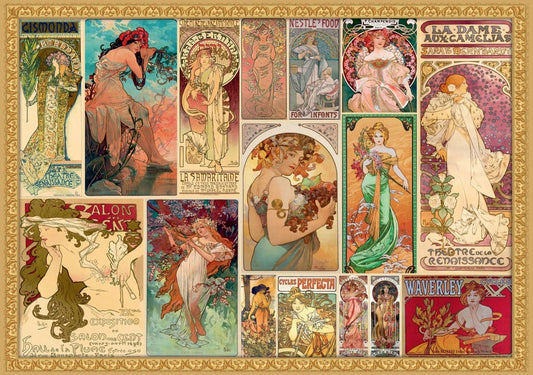 Mucha – Kollázs Grafika 2000 darabos kirakó puzzle (GR-33786) - puzzlegarden