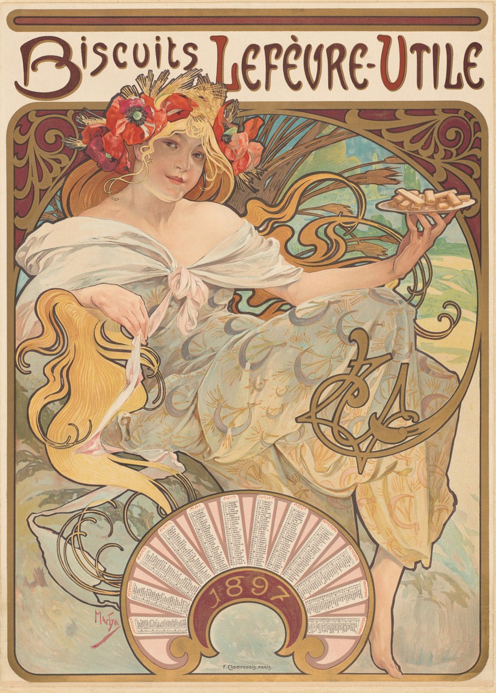 Mucha művészete: Ábrándozás, 1898 – Lefèvre - Utile kekszek, 1896 – 2×500 Grafika 500 darabos kirakó puzzle (GR-33776) - puzzlegarden