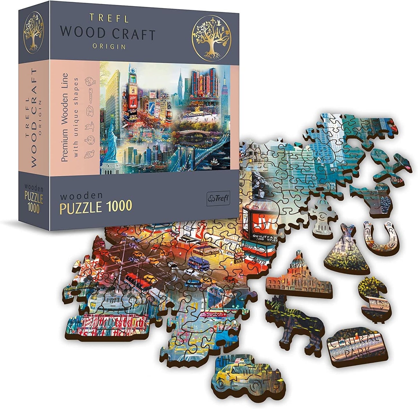 New York Kollázs - Fa kirakó Trefl Wood Craft 1000 darabos kirakó puzzle (TR - 20147 5900511201475) - puzzlegarden