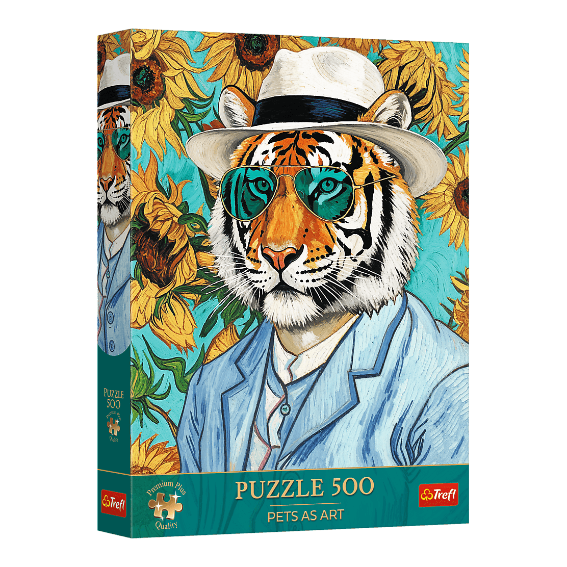 Pets as Art: Tigris úr és a napraforgók Trefl 500 darabos kirakó puzzle (TR-37626) - puzzlegarden