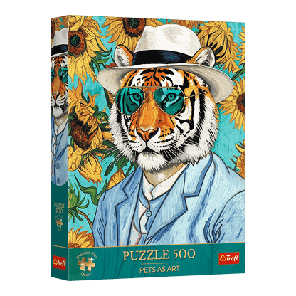 Pets as Art: Tigris úr és a napraforgók Trefl 500 darabos kirakó puzzle (TR-37626) - puzzlegarden