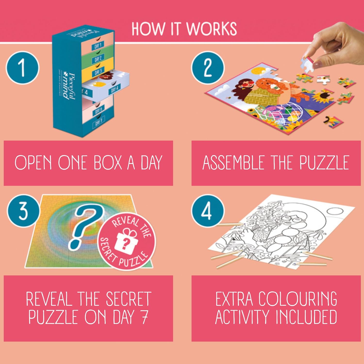 Pieceful mind – Állj meg egy pillanatra – 6x54 Jumbo 54 darabos kirakó puzzle (JU - 1110100680) - puzzlegarden