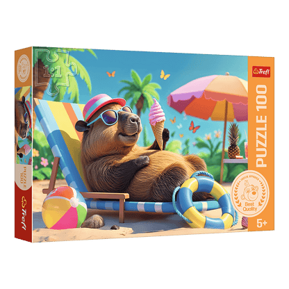 Pihenés kapibara módra Trefl 100 darabos kirakó puzzle (TR-16537) - puzzlegarden