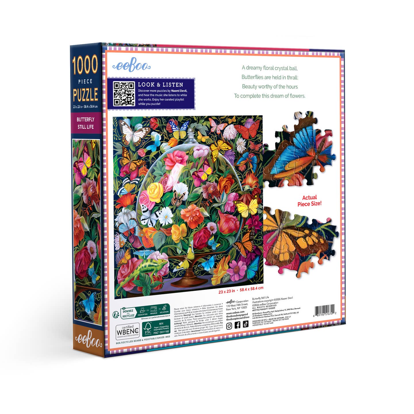 Pillangós csendélet Eeboo 1000 darabos kirakó puzzle (EB-EPZT702) - puzzlegarden