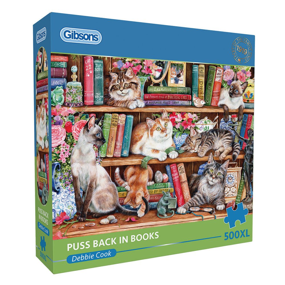 Puss Back in Books Gibsons 500 darabos kirakó puzzle (G - G3560 5012269035605) - puzzlegarden