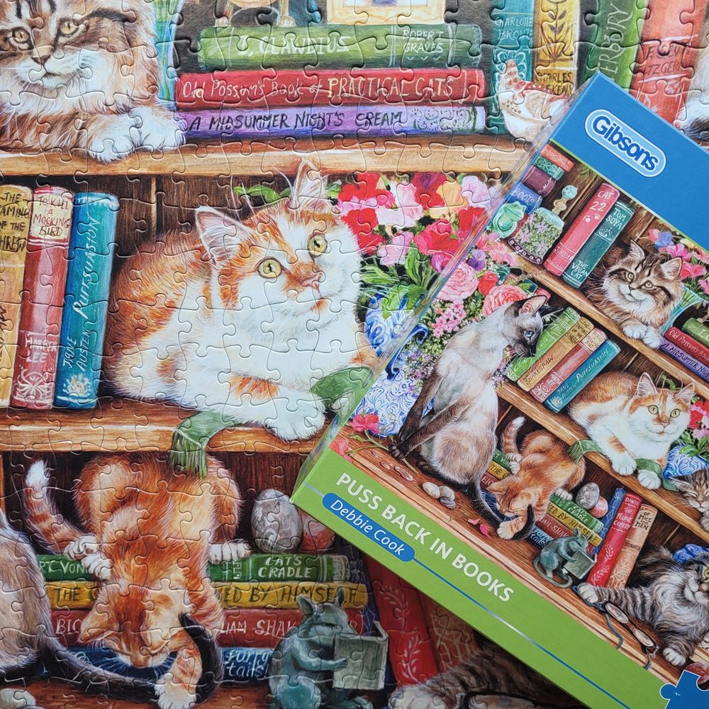 Puss Back in Books Gibsons 500 darabos kirakó puzzle (G - G3560 5012269035605) - puzzlegarden