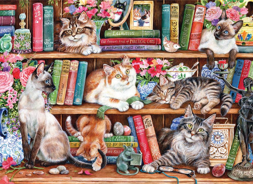 Puss Back in Books Gibsons 1000 darabos kirakó puzzle (G - G6404 5012269064049) - puzzlegarden