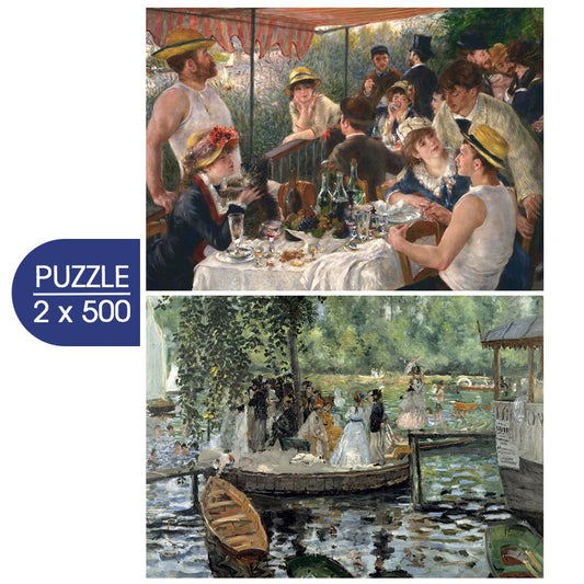 Renoir művészete: Az evezősök reggelije – La Grenouillère – 2×500 Grafika 500 darabos kirakó puzzle (GR-33706) - puzzlegarden