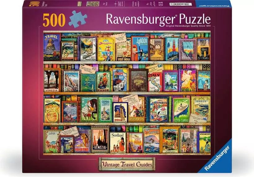 Retro utazási könyvek Ravensburger 500 darabos kirakó puzzle (RA-12000508) - puzzlegarden