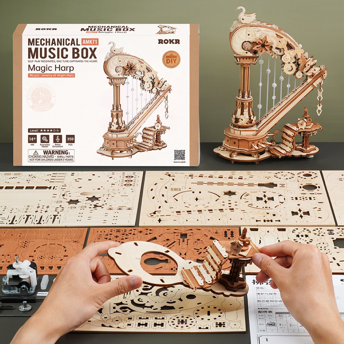 Rokr - Varázshárfa zenedoboz Robotime 350 darabos kirakó puzzle (RO-AMK71) - puzzlegarden
