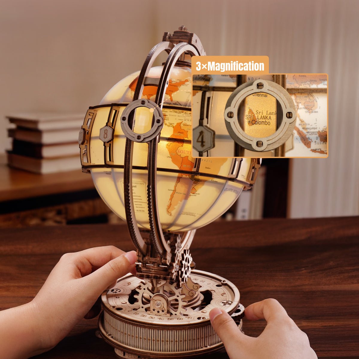 Rokr - Világító földgömb – elektromos változat Robotime 185 darabos kirakó puzzle (RO-ST003D) - puzzlegarden