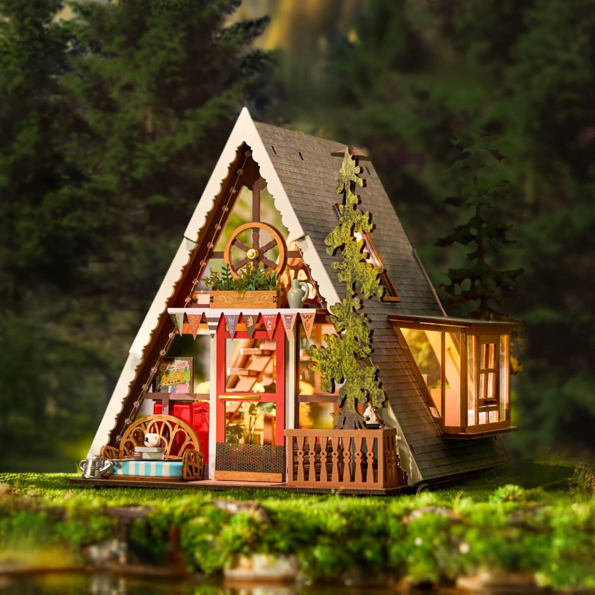 Rolife - A-Frame erdei házikó Robotime 336 darabos kirakó puzzle (RO-DG181) - puzzlegarden