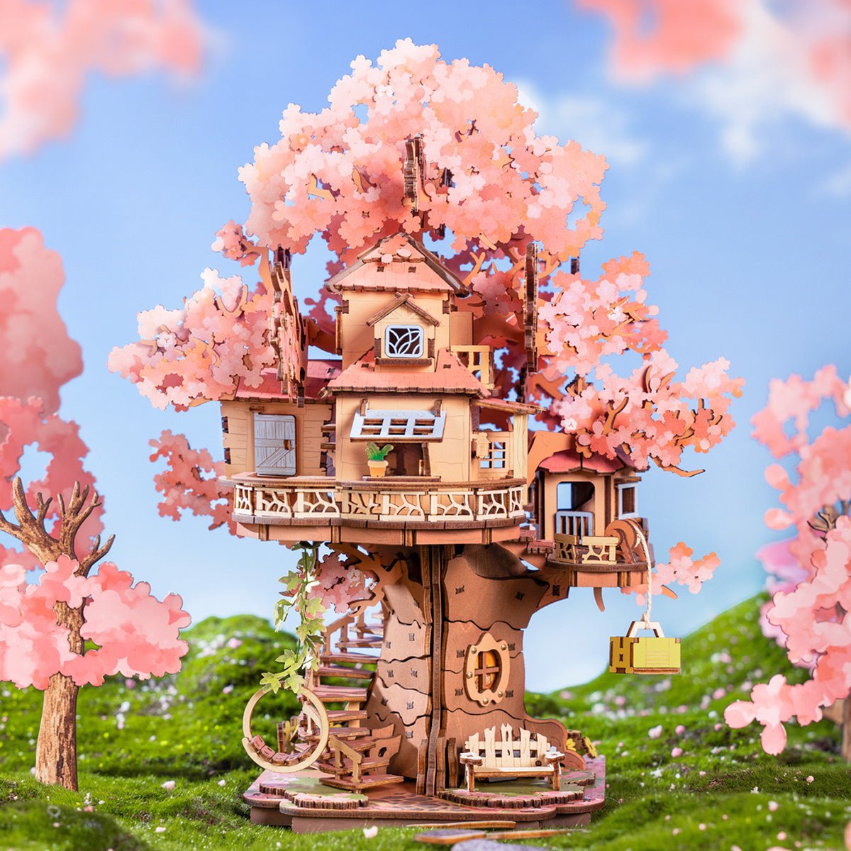 Rolife - Cseresznyevirágos lombház Robotime 535 darabos kirakó puzzle (RO-TGS04) - puzzlegarden