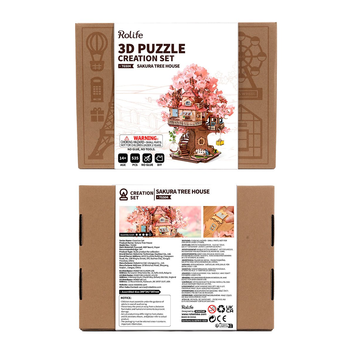 Rolife - Cseresznyevirágos lombház Robotime 535 darabos kirakó puzzle (RO-TGS04) - puzzlegarden